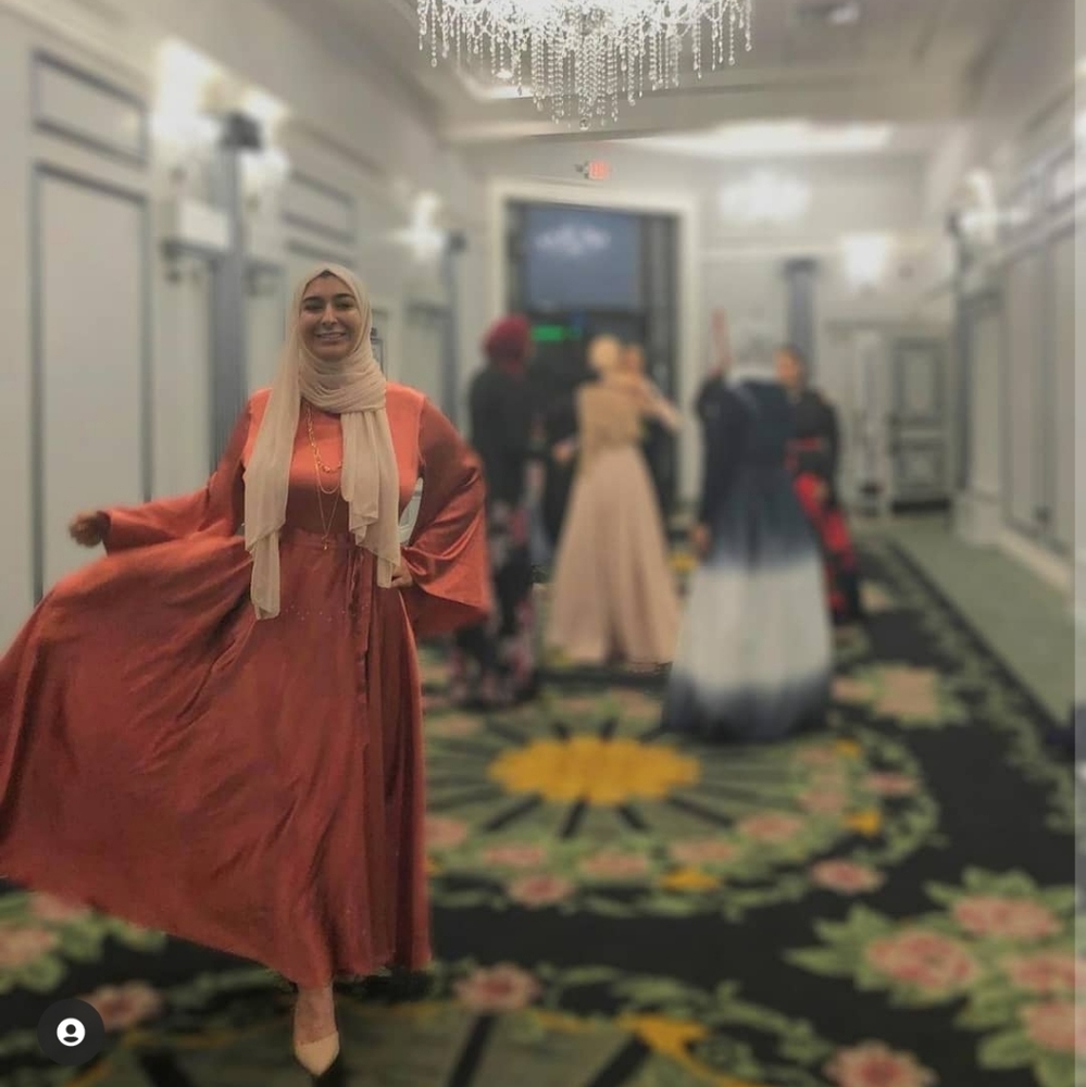 Rose gold floor length dress